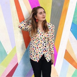 Vintage 1980's Multicolor Dot Blouse